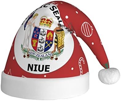 Печат държавата Ниуе, забавна плюшен шапка на Дядо Коледа за възрастни, Коледна шапка за жени и мъже, празнична