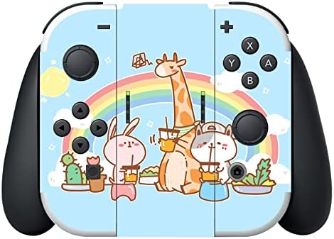 PlayVital Пълен Набор от Защитни Стикери за модели на Nintendo Switch OLED, Индивидуални Винил-скинове за конзолата Switch OLED, Joycon, докинг станции и дръжки - Animals Party