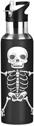 Бутилка за вода Glaphy Skull Skeleton със Сламен капак, не съдържа BPA, 32 грама, Изолирани Бутилка за Вода