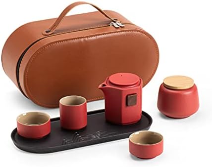 CXDTBH Пътен Чай Пълен Набор от Пот Три Чаши с Керамични Чайным тава Висококачествен Подарък Преносим Комплект