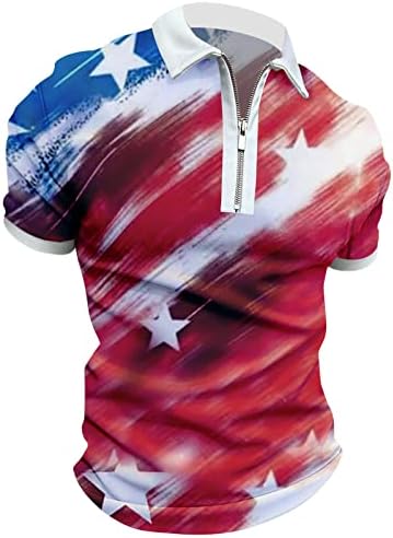 RUIRUILICO Мъжки Ризи Поло с Флага на САЩ, Патриотични Фланелки на 4 юли, Летен Ежедневни Тениски С 3D Принтом,