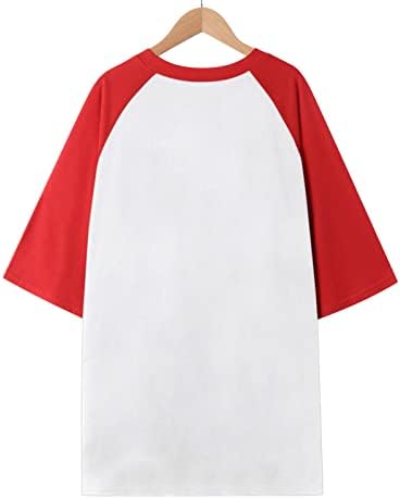 Дамски тениски с образа на Великденски яйца и Джуджета, Модерен Raglan, Цветен Блок Риза с Къси ръкави, Свободни
