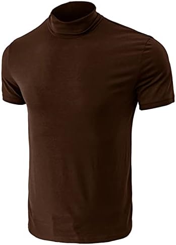 4ZHUZI/Мъжка Тениска с Имитация на Turtlenecks, Обикновена Риза с Къс ръкав, Основни Дебнещ Ежедневни Летни