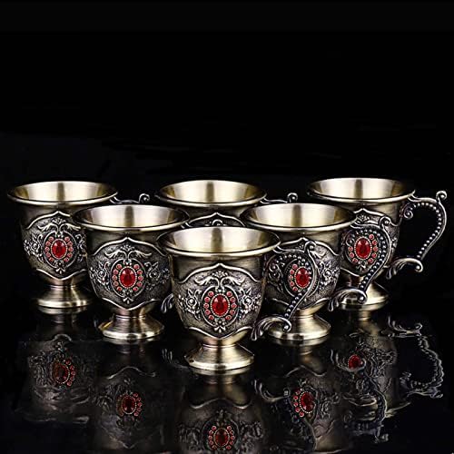 Ретро Турски кана за Кафе и Комплект Чаши, Комплект за Чай Сервизов, който Включва Чайник, Чай Табла и Метални