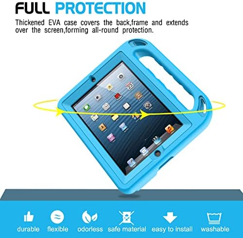Детски калъф AVAWO за iPad 2 3 4 поколение (стар модел) - Вградено Защитно фолио за екрана, противоударная дръжка-поставка