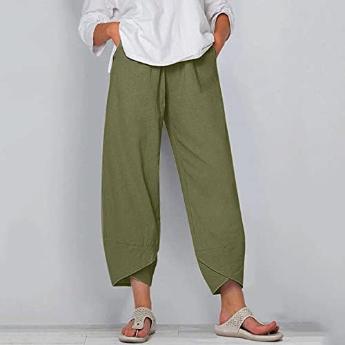 Модни Дамски Удобни Панталони-Капри с Еластична гумена лента За Кръста, Летни Свободни Панталони, Скъсяване
