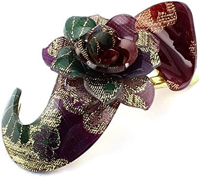 Qtqgoitem S-образна Дамски шнола с флорална декорация, скоба за коса, лилаво-златен тон (Модел: 74b 592 ec4