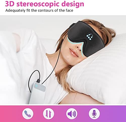 3D Безжична Музикална Умна Маска За Очи, Затеняющая Грижа За очите, Дишаща Стерео Сгъваема Маска За Очи, Улесняваща Сън, Зареждане чрез USB