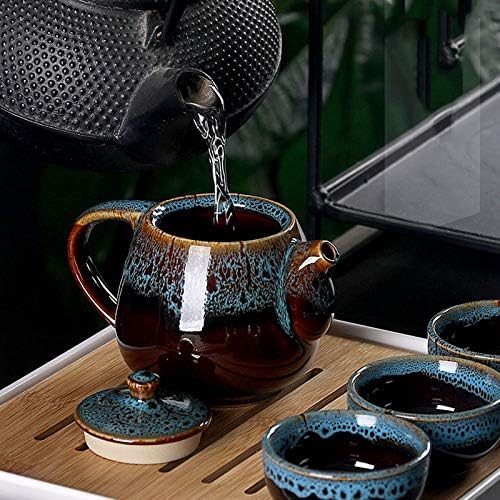 Преносим чай набор от NFGUY включва 1 Чайник С 4 чаши Чай, 1 чайника, Китайски Пътен Керамични Преносим Чаен комплект с чанта