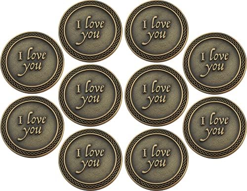 Съраунд Комплект от 10 монети с израз на романтична любов обичам те до Луната и обратно, Юбилейните Джобни Символи