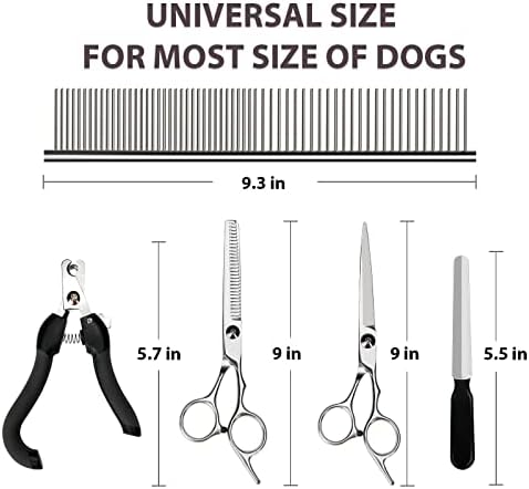 Комплект за подстригване на кучета Hansprou 5 в 1 от неръждаема Стомана, Ножици за грижи за домашни любимци,