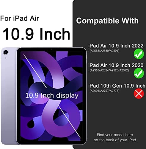 Калъф Vobafe за iPad Air 5-то поколение 2022/iPad 4-то поколение 2020 г. (10,9 инча, 5/4), Гъвкава делото от