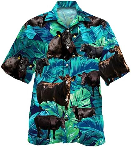 Мъжки Хавайски Ризи Cow Tropical Cow - Ежедневни Риза С Копчета С Къс Ръкав Серия 148