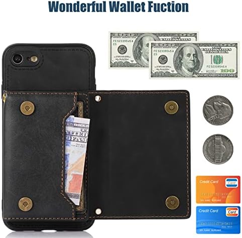 Чанта-портфейл SLLMYYX, Съвместим с iPhone SE3 2022, лента за през рамо с RFID заключване, Кожен Калъф за мобилен
