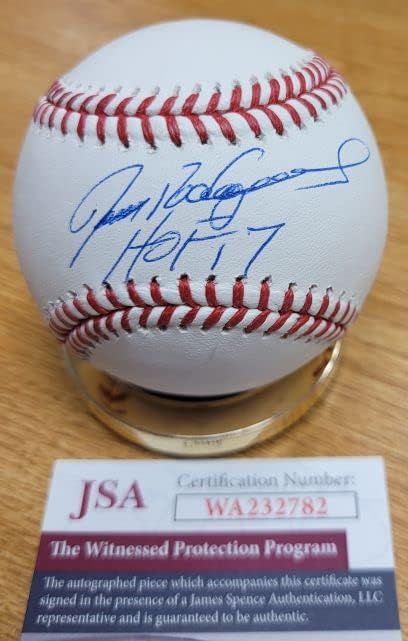 С автограф на Иван Родригес HOF 17, Официален представител на Мейджър лийг бейзбол JSA, Свидетел COA