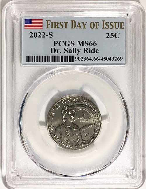 Американската жена една четвърт от 2022 година Dr. Sally Ride Quarter MS 66 Първия ден на издаване на Етикета
