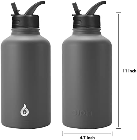 BJPKPK Полгаллоновые Изолирани Бутилка за вода със сламен капак, Голяма бутилка за вода на 64 грама, Бутилки