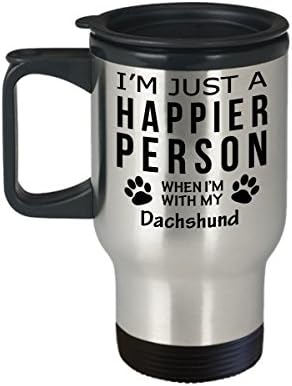Кафеена Чаша За Любителите на кучета В Пътуване - Щастлив Човек С Такса -Подаръци За спасението на Собствениците
