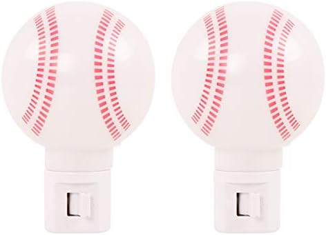 Топъл Бял Комплект от 2 теми - Обновена версия на led нощни лампи, за деца - Лампа във формата на бейзбол погрижете