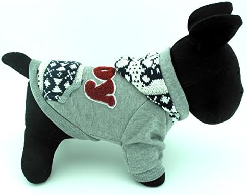 SMALLLEE_LUCKY_STORE Руното Hoody-пуловер в Британския Стил за Малки Кучета, Голяма, Сива