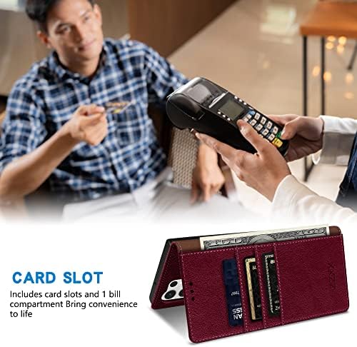 ZZXX Чанта-портфейл за Samsung Galaxy S23 Ultra с [RFID заключване], отделение за карти, стойка, Здрав Магнитен