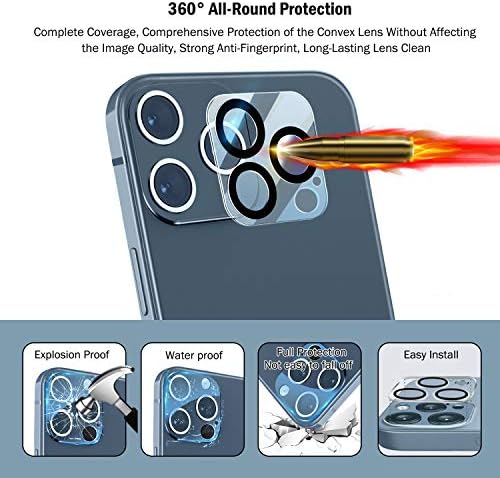 QHOHQ Защитно фолио за екран от 3 опаковки за iPhone 12 Pro Max 6,7 със защита на обектива на фотоапарата от
