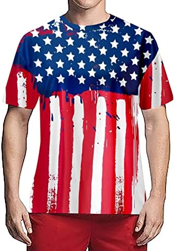 RUIRUILICO Патриотични Мъжки Тениски с Флага на Америка Летни Ежедневни Блузи с Къс ръкав Свободно Намаляване на Блузи С Графични Щампи