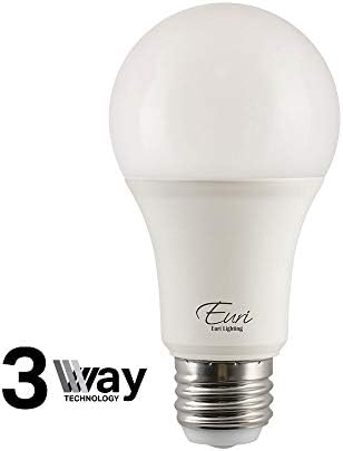 Euri Lighting EA19-14W2100et, LED 3-лентов A19, 4/8/14 W (еквивалент на 40/60/100 W), 500/1000/1500 lm, 3000K