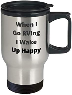 RV RVing Кафе Пътна Чаша Забавен Пътен Подарък За RVer Traveler Camper Новост Шега не мога да понасям Събуждане