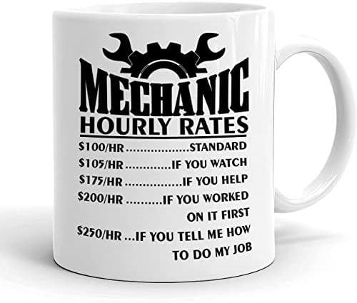 Чаша с Почасовыми цените, наложени от Смешни Mechanic - Кафеена Чаша - Чаша с цените, наложени на работната