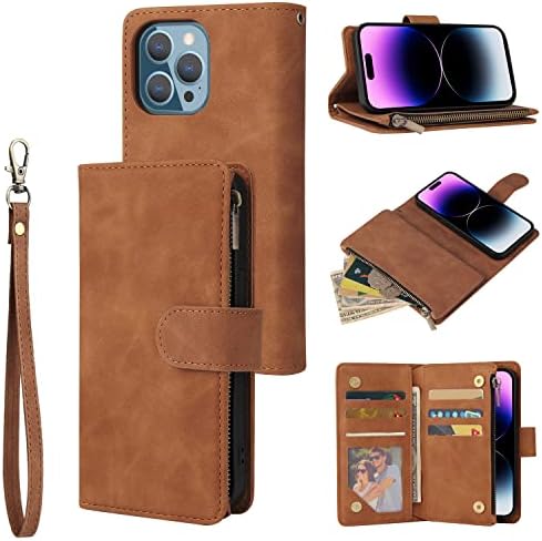 Чанта-портфейл RANYOK за iPhone 14 Pro Max (6,7 инча) с държач за карти от изкуствена кожа премиум-клас с RFID-заключващ