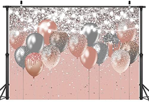 Щастлива нова година на Фона Кралски Розови и Сребристи балони за Момичета, Душата на Дете, Рожден Ден на Принцеса,