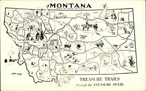 Карта на Монтана - Treasure Trails Maps MT Оригиналната Антични Картичка