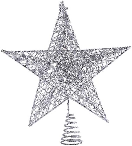 TOYANDONA 25 см Коледно Дърво Topper Коледен Блясък Звезда, Елха Topper Коледно Дърво Декоративна Украса (Сребро)