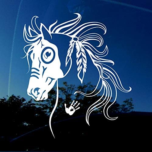 Стикер на кон - БОЕН Кон - Ездач-Аз обичам коня Си - Стикер Върху бронята на индиански племенни коне - Ляво.