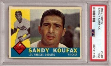 Бейзболна картичка Санди Куфакса 1960 Topps 343 - Оценка на PSA 7 НМ (Лос Анджелис Доджърс) - Бейзболни картички