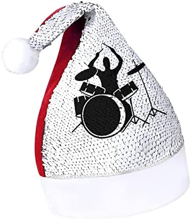 Барабанистът и Барабани Пайети Коледни Шапки на Дядо Коледа Шапка за Възрастни Весел Коледен Празничен Костюм