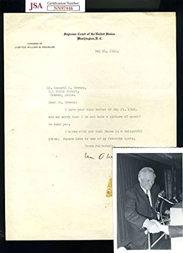 Уилям О Дъглас главен Изпълнителен директор на JSA Собственоръчно Подписано Писмо 1940 година Автограф на Върховния