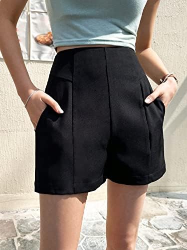 Шорти Navhao за жени, Шорти с висока талия и Наклонени джобове, Шорти (Цвят: Черен Размер: X-Large)