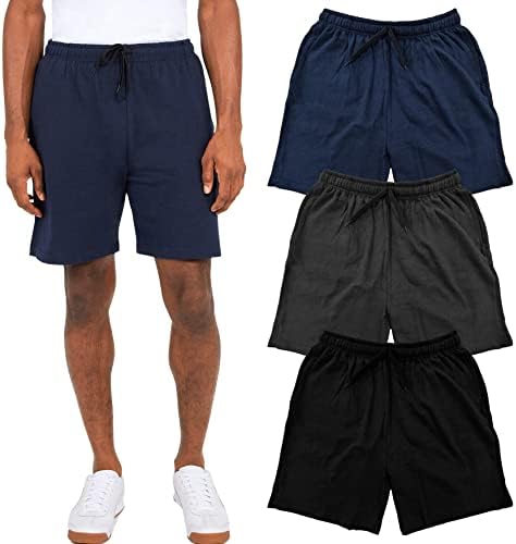 Andrew Scott Мъжки 8Дълги Памучни Флисовые Шорти за тренировки във фитнеса | Спортни Панталони с джобове - Опаковка