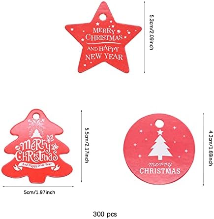 300шт Коледни Тагове Коледно Дърво Междузвездни Тагове Висящи Етикети Коледни Хартиени Етикети Изработка на