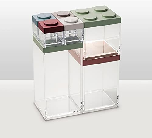 omada Design Brickstore, Комплект от 7 контейнери за тухли с различни размери (4x3,38 грама; 1x16, 9 грама;